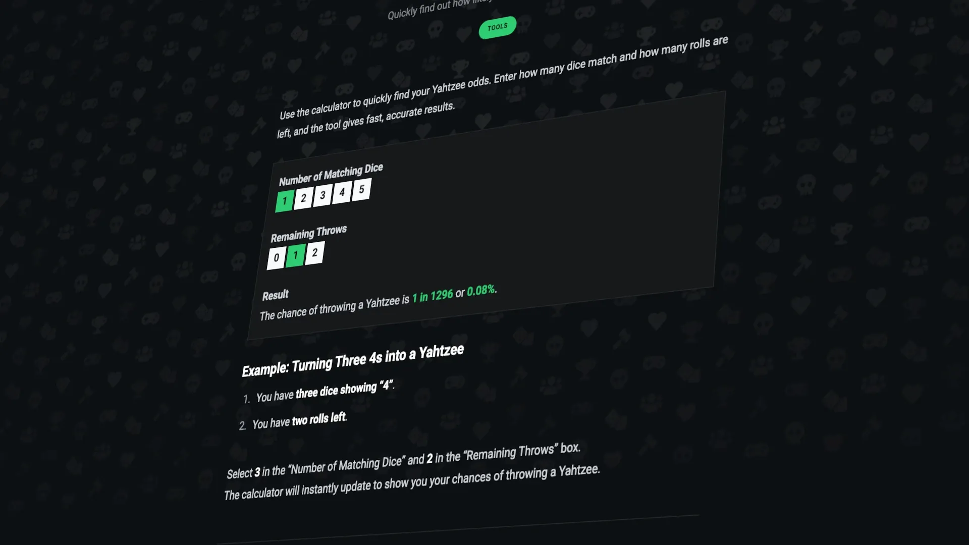 Yahtzee Odds Calculator