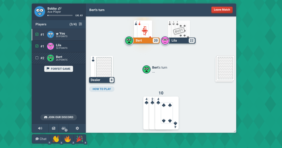 Zagraj w Blackjack Online | Graj za Darmo z Przyjaciółmi i Botami